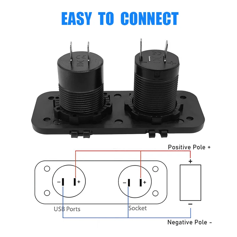12V USB-Buchse Panel Quick Charge 3.0 20W Dual PD USB C Steckdose Zigarettenanzünder-Adapter für Auto Boot RV Motorrad – Detail 5