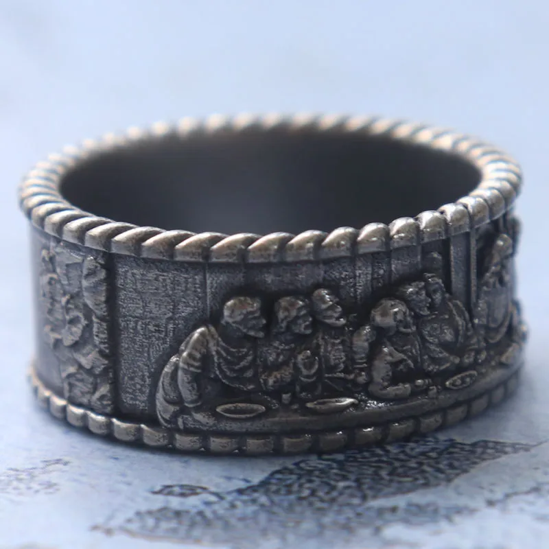 15g The Last Supper Band Jesus Christ ang Twelwe Apostles Rings Customized 925 Solid Sterling Silver Rings Many Sizes