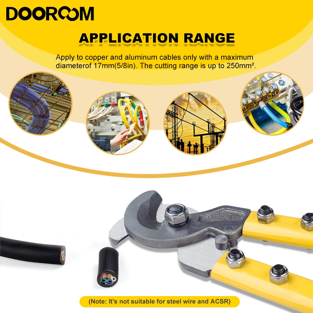 DOOROOM Hardened Cable Cutter Heavy Duty Stainless Steel Wire Rope Cutter for Cutting Steel Wire LK-125 LK-500 Hydraulic Tools 2