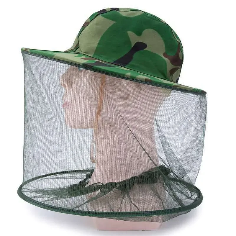 

1pcs Camouflage Fishing Cap Wide Brim Visor Sunshade Hunting Bee Keeping Mesh Hat Insects Mosquito Prevention Neck Head Cover