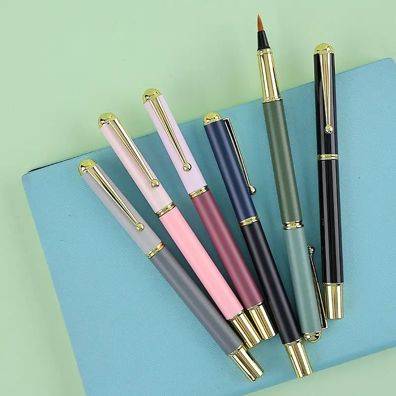 Morandi fountain pen type calligraphy brushes metal soft weasel hair small regular script brush for student painting writing calligraphy brush