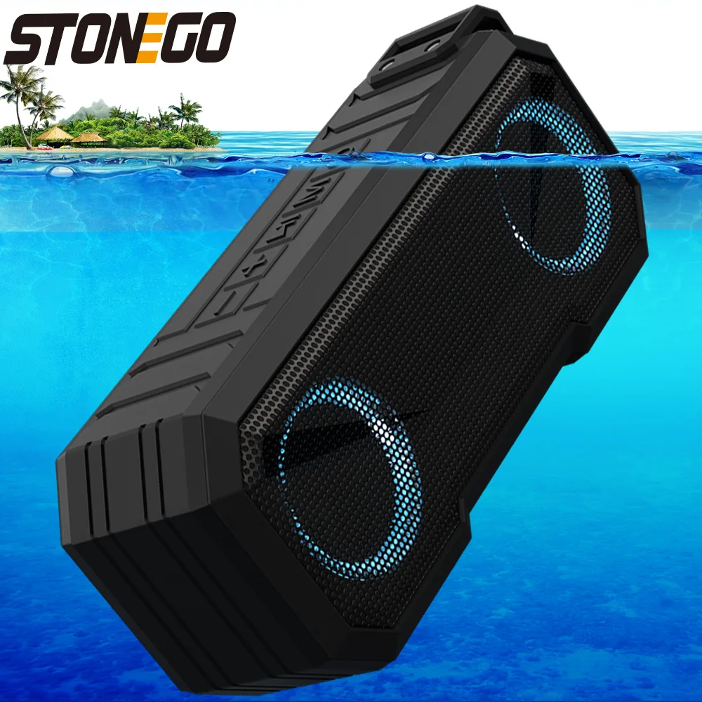 Bluetooth Speaker STONEGO Portable Wireless Flash Light TWS Bass Stereo IPX7 Waterproof Loudspeaker FM 12H Playtime
