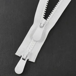 Large Resin Zippers with Double/Single Slider - Open - End 70 - 150cm & Close - End 20cm for Sewing and Jacket Projects (DoubleWhite)
