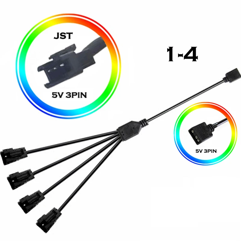 Phanteks RGB LED 4 Pin Adapter, Specified for Cases with Multi Colors RGB  Control (PH-CB_RGB4P) Black