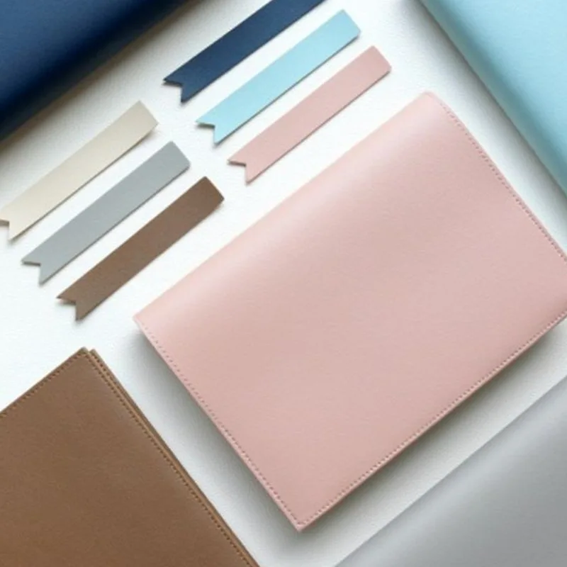 Personalized Pu Leather Book Cover Bookmark Simple Solid Color Notebook Leather Cover Can Hold Bible As Gift For Friends - 3