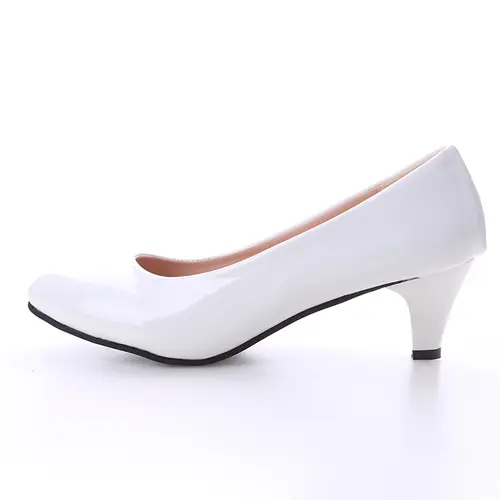 New Women's Shoes On Heels Elegant Medium High Heeled Ladies Pointed Toe Fashion Pumps For Woman Office Black White Red - Image 7