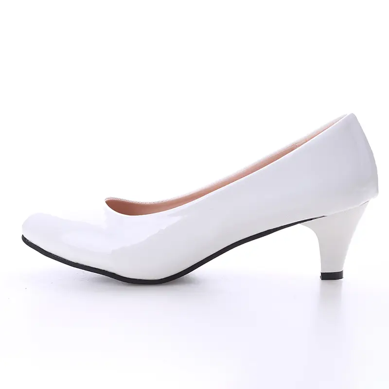 New Women's Shoes On Heels Elegant Medium High Heeled Ladies Pointed Toe Fashion Pumps For Woman Office Black White Red - Image 7