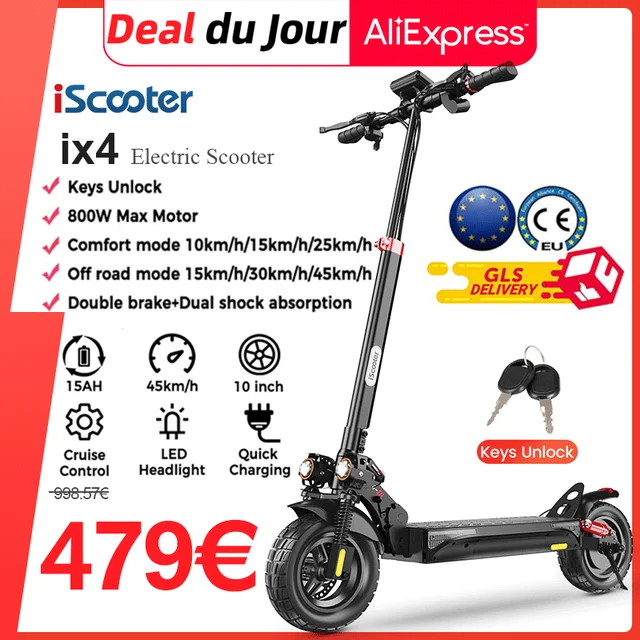 Trottinette Électrique Pliable Pneu 10 Pouces 30 Km/h Autonomie 45