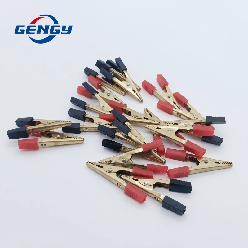 10 Pcs Copper Crocodile Clip 32mm 40mm 50mm Plastic Handle Test Probe Alligator Clips Connector Connect Socket Plug for Battery