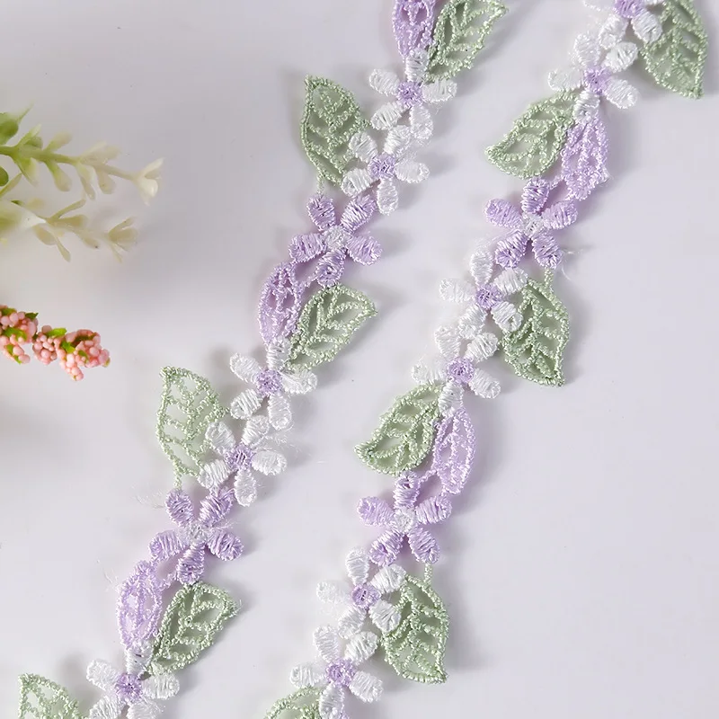 3 yards2CM colorful water-soluble polyester silk embroidery lace small sunflower plum blossom clothing accessories jewelry home lace fabric