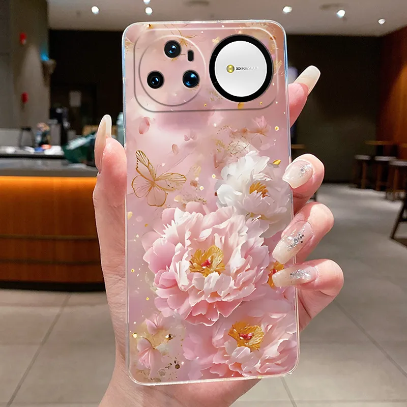 Clear Luxury Fashion Butterfly Flowers Soft TPU Phone Case