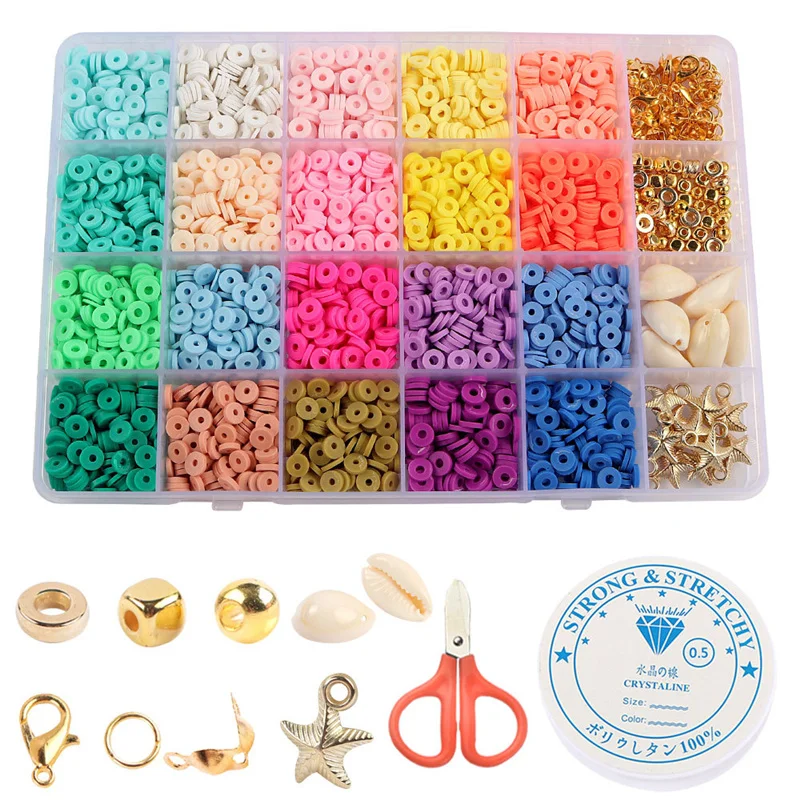 6mm Flat Round Polymer Clay Spacer Beads Kit Handmade Charms Beads for DIY  Bracelet Necklace Jewelry Making Accessories Gift New - AliExpress