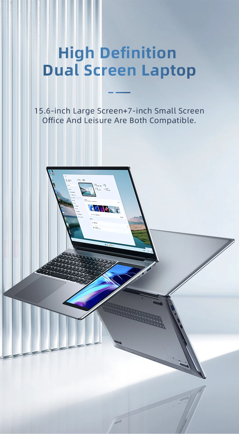 Sfb6cad5d8f5d45c1b15b4c43ae0e92c3J 2024 15.6 inch IPS Four-sided Narrow Screen 7 inch IPS Touch screen Dual-screen Laptop Intel N5095 512GB/ TB SSD 4 Core 4 Thread