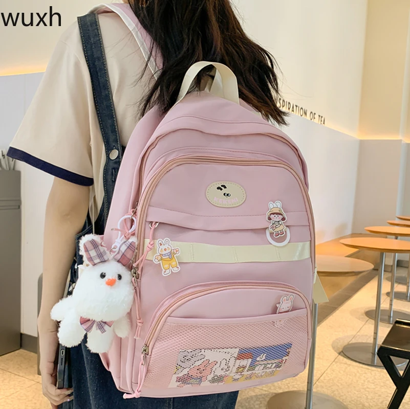 

Fashion Cute Candy-colored School Backpack Large-capacity Solid-color Nylon Laptop Bags Kawaii Travel Bags Backpack Women