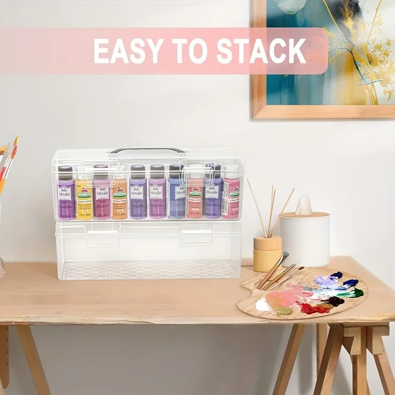 Multi Functional Storage Box, Transparent Plastic Acrylic Paint Storage Box, Hardware Toolbox Calligraphy Supplies Storage Box