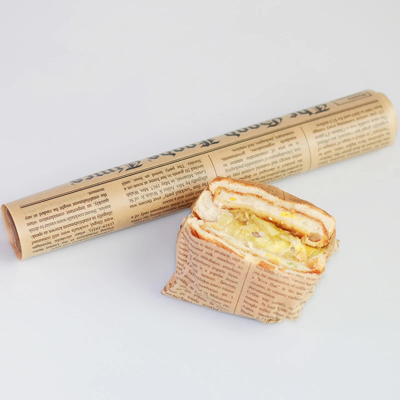 Retro English Newspaper Food Wrappers for Baking Kitchen Food Grade Grease Paper Bread Sandwich Burger Fries Wrappers Cookie