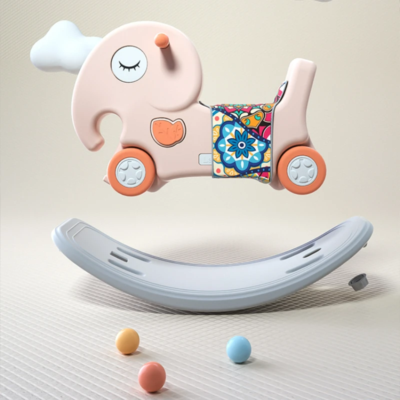 Safety Non-slip Small Horse 2 In 1 Children's Rocking Horse Yo-yo Car Comfort Baby Anti-fall Dual-purpose Baby Rocking Chairs