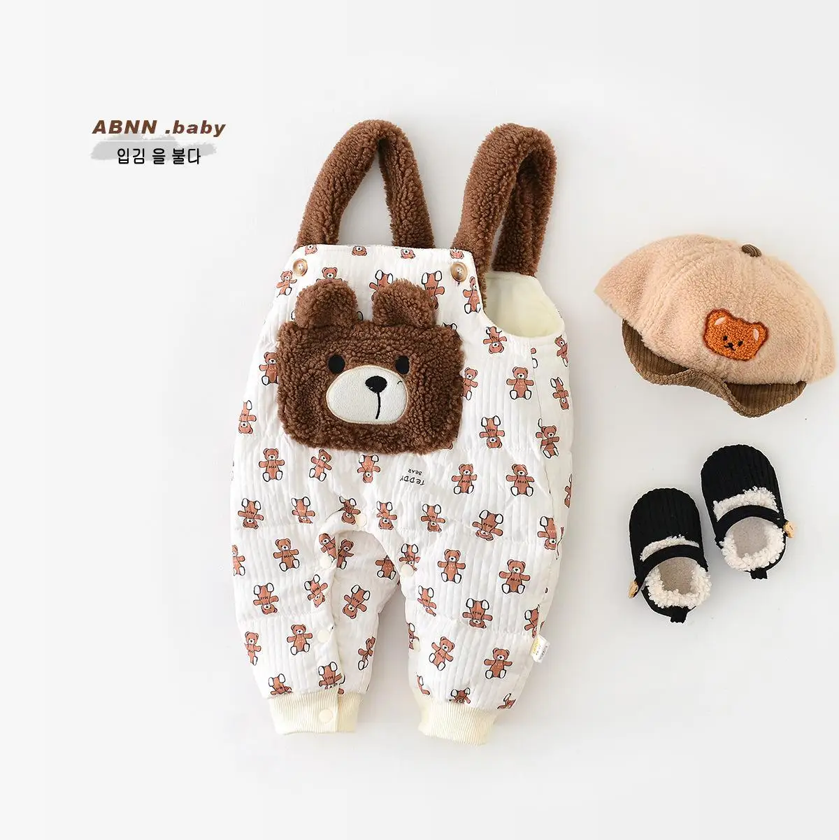 

12M-3Y Kids Overalls Winter Baby Boys Girls Casual Jumpsuits Cropped Pants Cartoon Keep Warm Children Outfits Clothes Hw54