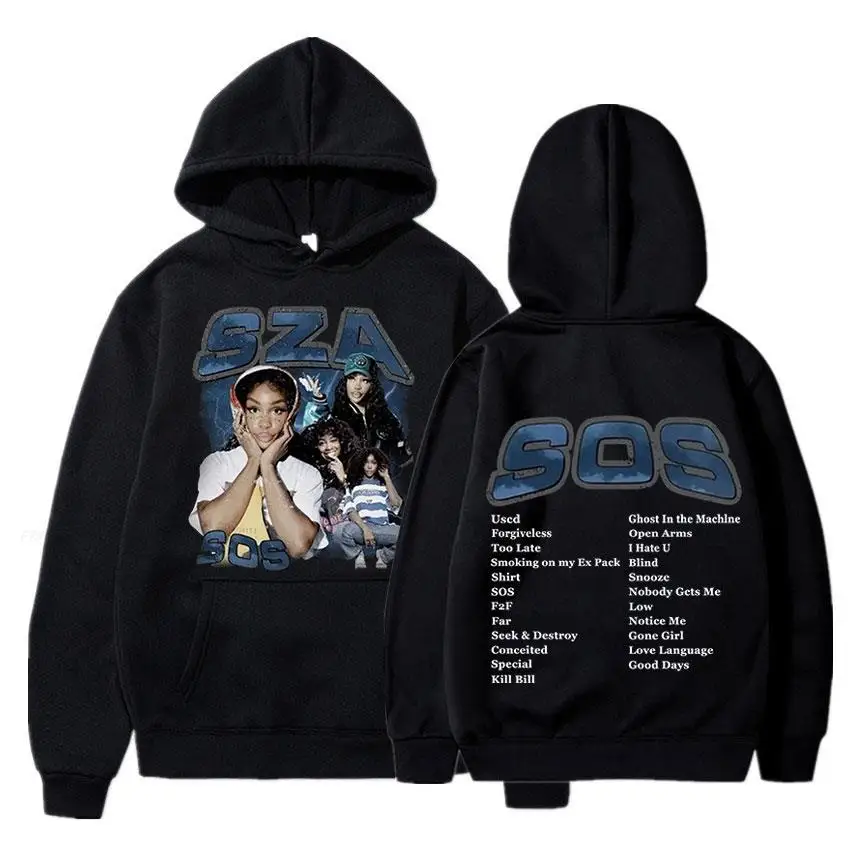 

Singer Sza Music Album Sos Printed Hoodie Menyythk Hop Hoodies Women's Boys Fashion Coat Rap Singer Sweater Men's Clothing