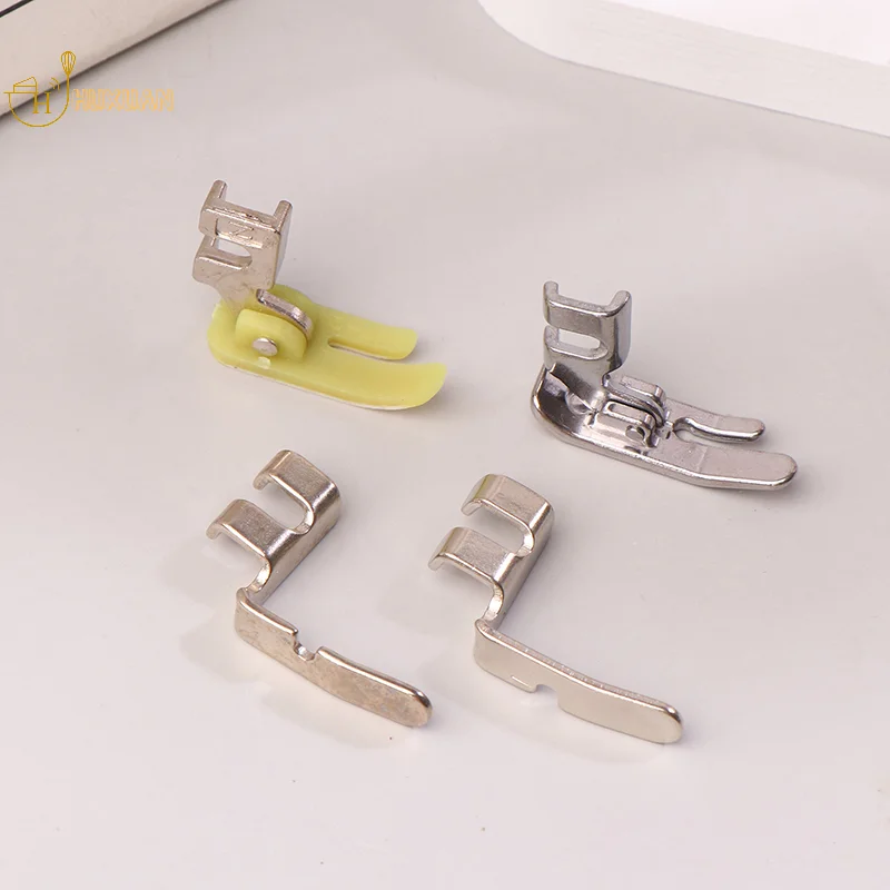 4Pcs Old Sewing Machine Zipper Presser Foot Set (Iron Presser Foot, Plastic Foot, Left Hole And Right Hole Single Side)