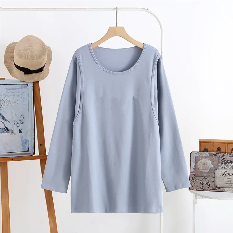 1PC Breastfeeding Tops Pregnant Woman Spring Autumn Solid Color Nursing Top Long Sleeve Feeding T-Shirt Cotton Maternity Clothes cotton button t shirt women solid long sleeve top 2022 spring autumn korean style woman clothes casual t shirts poleras mujer