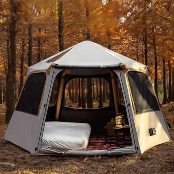 Tienda Inflable Hexagonal Plegable Apertura Rápida para Camping Familiar
