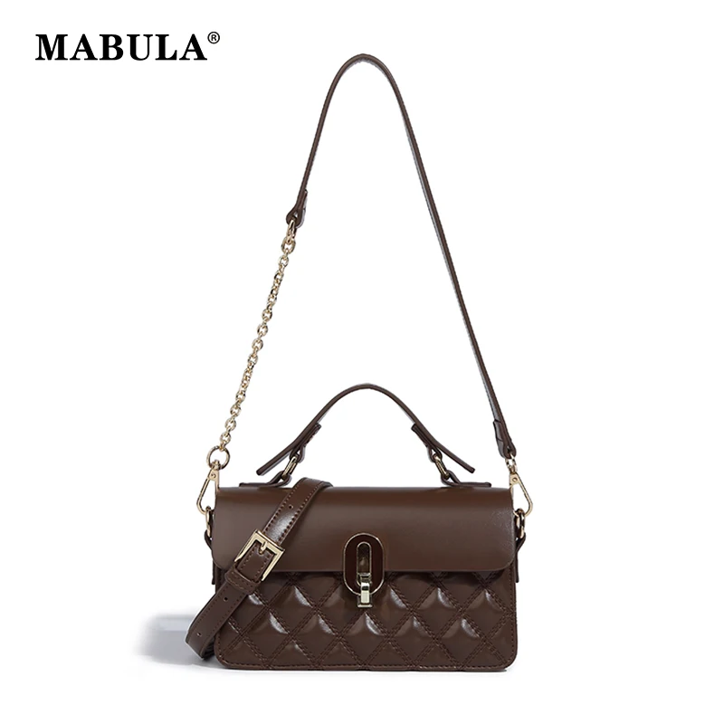 

MABULA Exquisite Quilted Ladies Satchel Handbag Soft Vegant Leather Cover Sling Shoulder Purse Fashion Travel Crossbody Bag