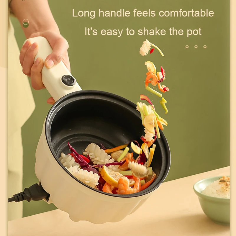 Multifunction Electric Skillet MIni Hotpot Noodles Rice Cooker Pancake Eggs Frying Pan Food Steamer Soup Stew Cooking Pot Heater 4