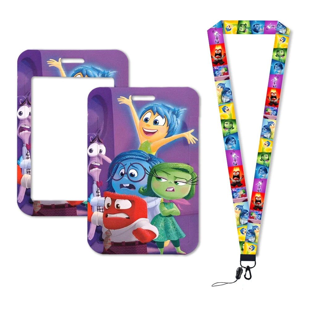 Key Case Key Holder Key Organizer Key Protector Card Case Holder Inside Out 2 Joy Sadness Anger Disgust Fear Lanyards Funny Badge Holder ID Card Hang Rope Lanyards Gifts Accessories