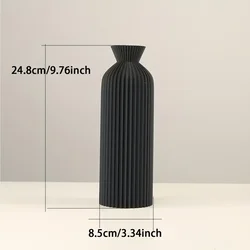 Sophisticated Black Plastic Vase - Boho Chic Decorative Centerpiece (Black-L)