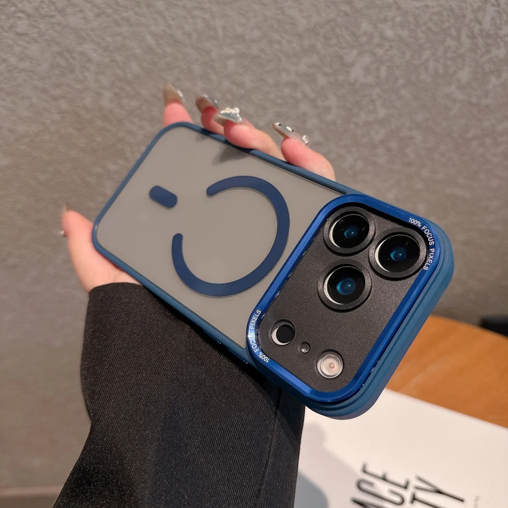 Enhanced Shockproof Color Case with Magsafe Compatibility - Rugged Clear Metal Armor Cover