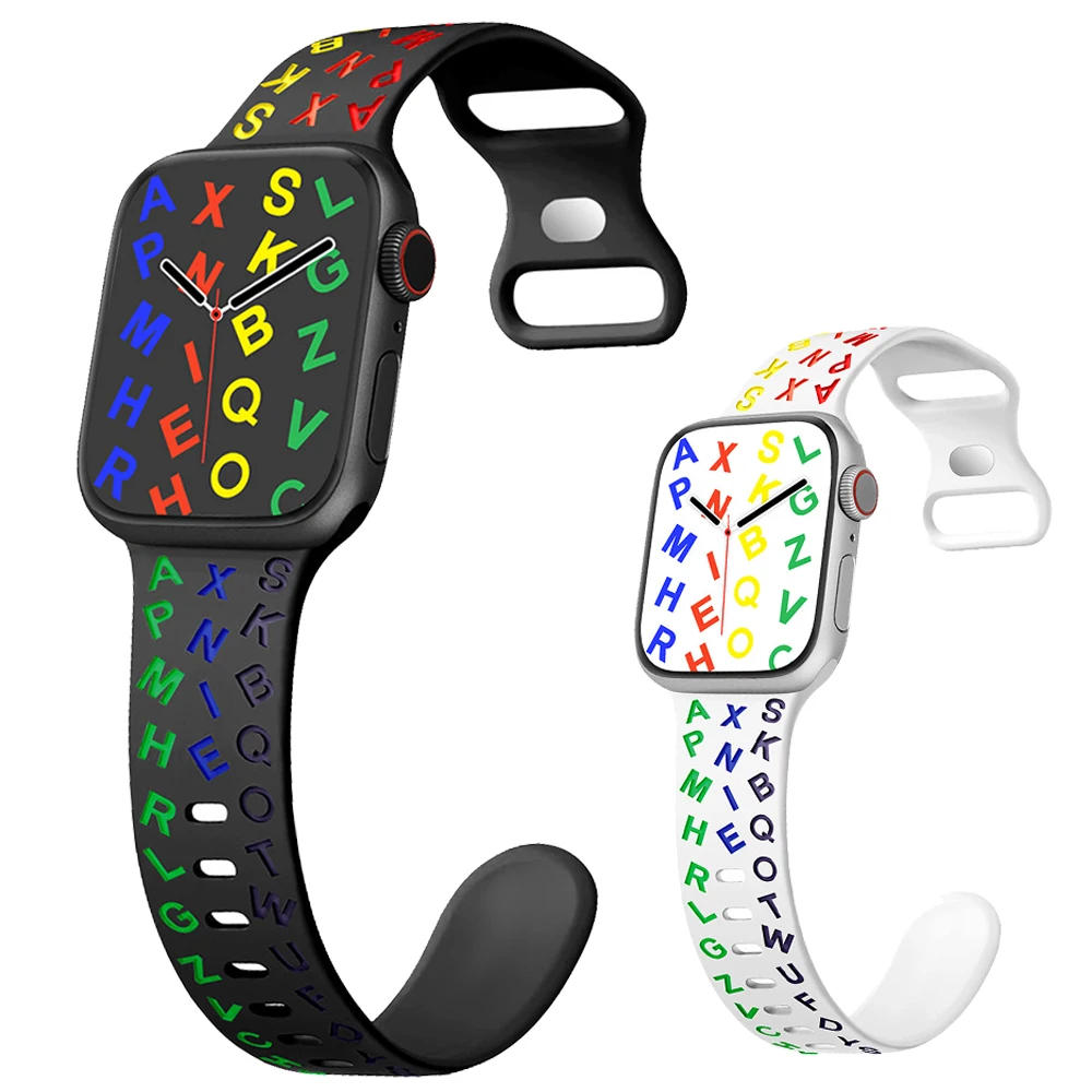 

Ремешок Мягкая силиконовая лента для Apple Watch 9 8 7 6 5 4 3SE, браслет для IWatch Ultra 49 мм 45 мм 41 мм 40 мм 44 мм 38 мм 42 мм