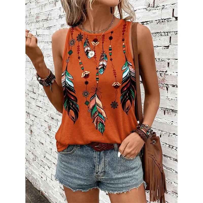 New Ethnic Style Tank Tops Dream Catcher 3D Print Women O-Neck Elegant Vest Off Shoulder Y2k Sleeveless Camisole Woman Clothing 1