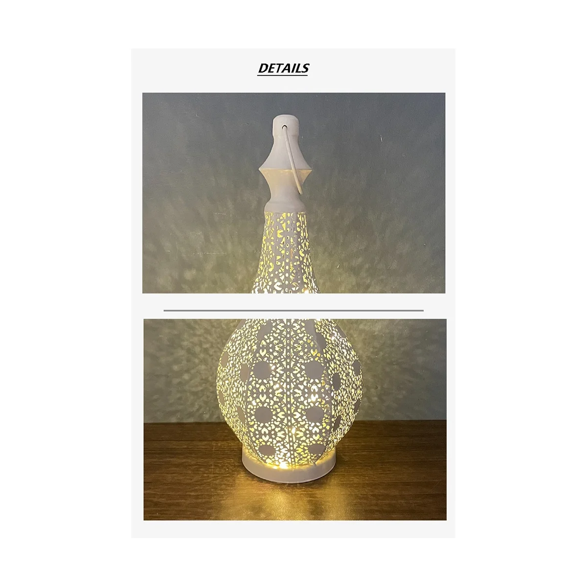 Moroccan Style Metal Table Lamp Battery Powered Cordless Lamp with Fairy Lights Bulb for Christmas Room A 5