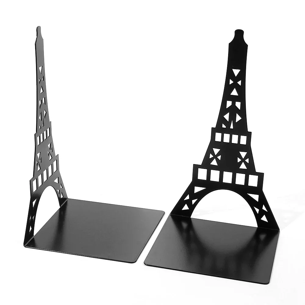 Eiffel Tower Hollow Metal Bookends Book Holder Office Table Desk Decoration Book Support Learning Work Tools Men Women