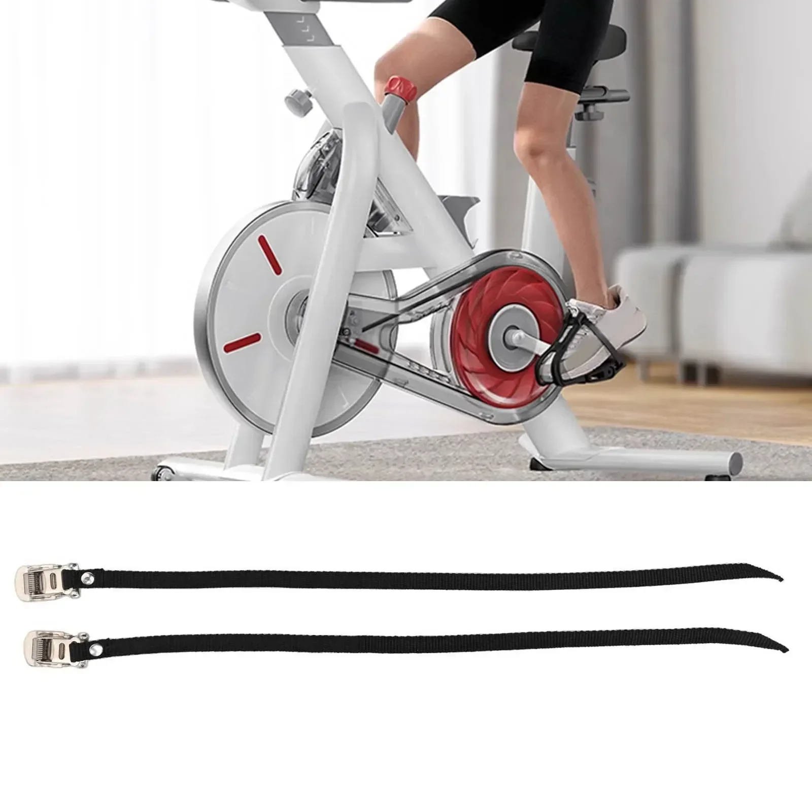 Bicycle Pedal Strap 2PCS Bike Pedal Toe Straps Adjustable Metal Buckle Clip Straps Fitness Part