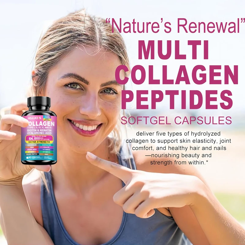 High Strength Collagen Complex, with Biotin, Hyaluronic Acid, Antioxidant, for Firm Skin, Strong Joints, Bone, Hair and Nails