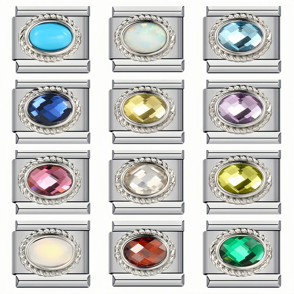 다채로운 지르코니아 이탈리아 매력 모듈 형 링크 탄생석 보석 맞는 9mm 팔찌 ..