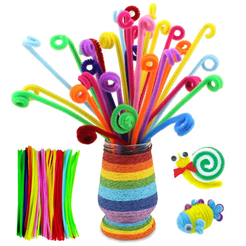 Chenille Pipe Cleaners 30cm 50pcs Chenille Stem Pipe Plush Strips Sticks Kids DIY Craft Creative Toys Educational Handmade Twist Rod Party Supplies