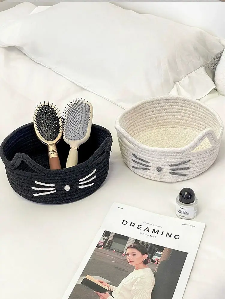 Praktischer gewebter Aufbewahrungskorb für Schlafzimmer, Kinderspielzeug, Kleinigkeiten, Schreibtisch-Organizer, platzsparende Wäsche, kleine Gegenstände, dekorative Behälter – Detail 6