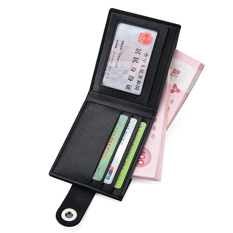 Men`s Wallet Soft Leather Buckle Short Wallet Credit Card Holder Coin Purse For Man Money Clip Small Bag 2