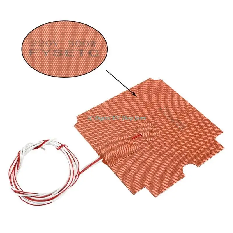 E74D 500 W Silikonkautschuk-Heizmatte, 110 V, 220 V, mit NTC 100 K-Thermistor, starker Klebstoff für 3D-Druckerteile – Detail 8