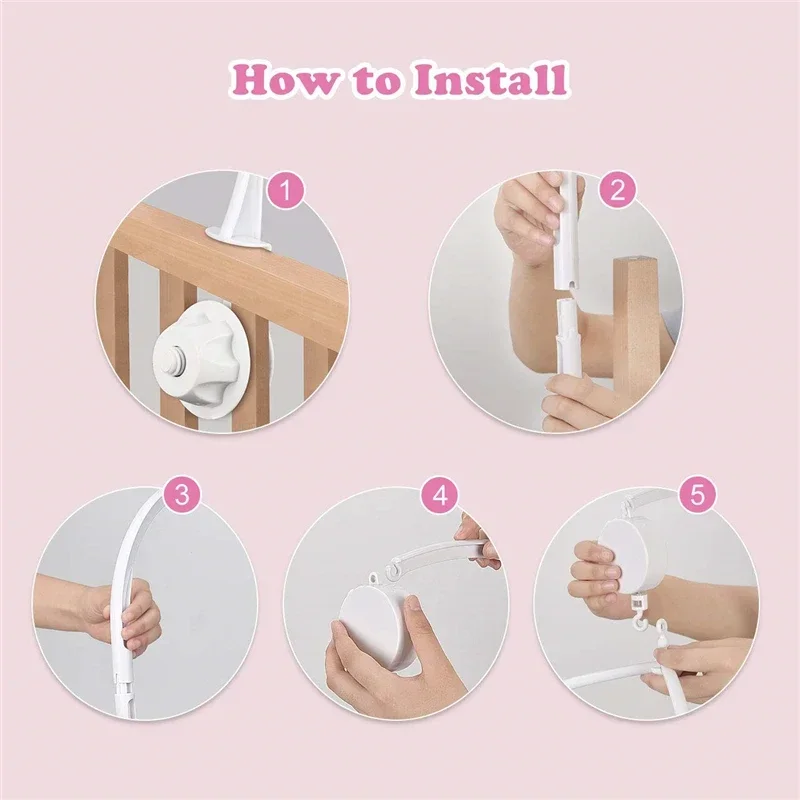 Baby Bed Bell Toy Holder White Rattles Bracket Mobile Crib Music Box Newborn Bell Crib Toy Holder Rotates 360 Degrees