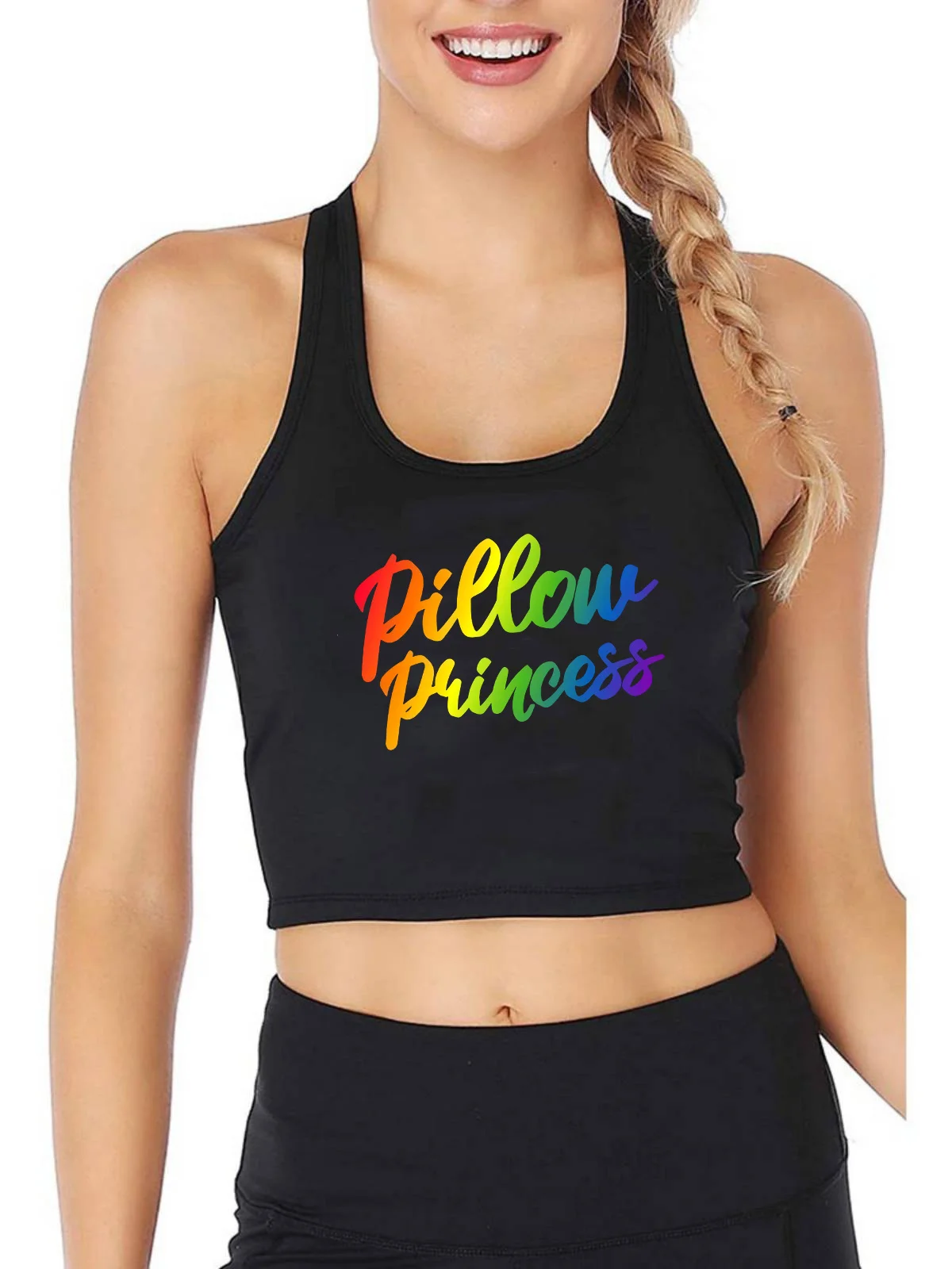 

Pillow Princess Design Breathable Slim Fit Tank Top Lesbian Pride Gay Girl LGBTQ Crop Tops Gym Vest Summer Camisole