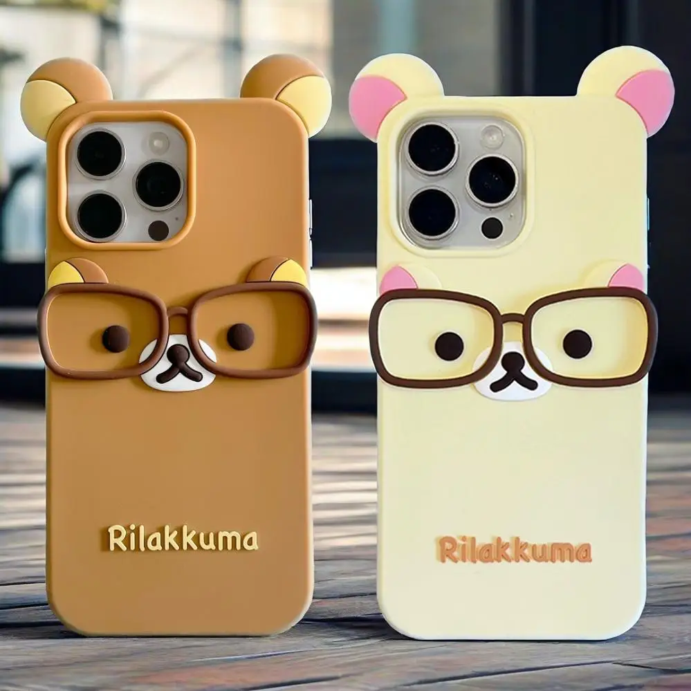 Rilakkuma Bear Silicone Soft Cover Case with Glass Accents