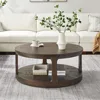 40" Round Coffee Table for Living Room, 2 Tier Traditional Round Circle Wooden Center Coffee Table, Café Tables 4