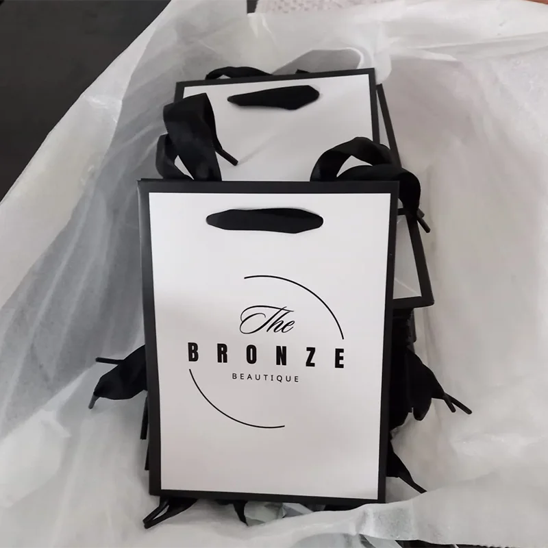 Valentine day gifts pacakge white bag wedding bow tie luxury bag for small business personization 5/10Pcs gift bags,paper packaging bag