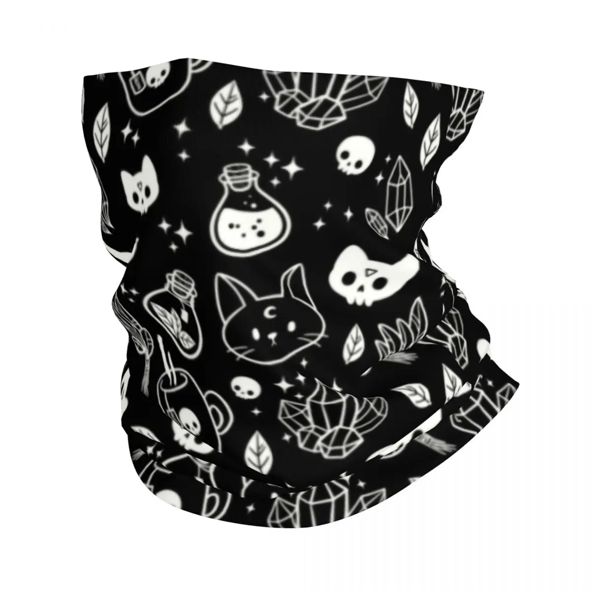 

Witch Bandana Neck Warmer Men Women Winter Ski Tube Scarf Gaiter Halloween Cat Skull Face Cover