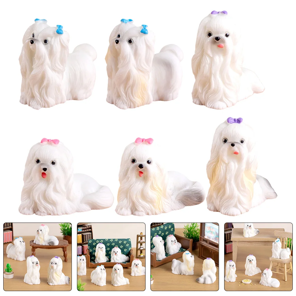 

Micro Landscape Mini Puppy Decorative Resin Gardening Landscaping Accessories (6 Maltese Dog Models) 6pc Handicraft Crafts