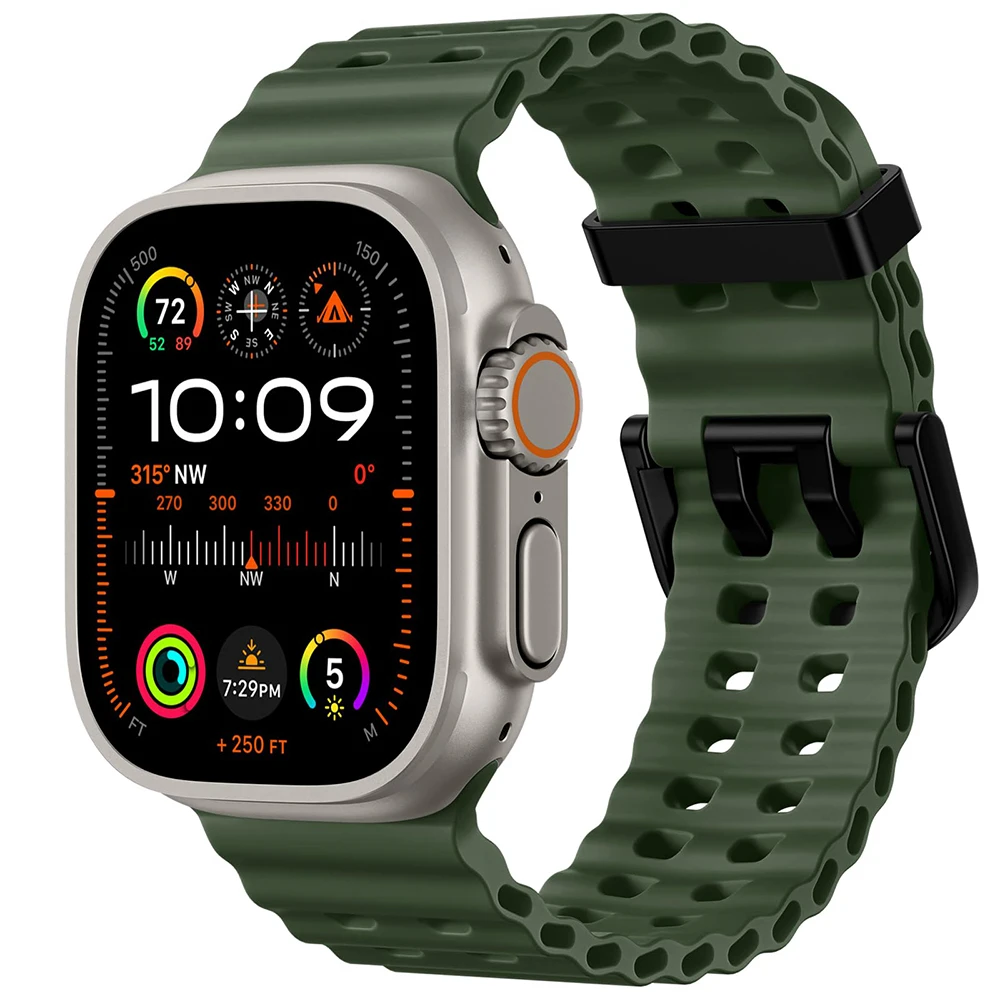 Ocean Straps für Apple Watch 11 Band 46 mm 45 mm 44 mm 49 mm 42 mm 40 mm Silikonarmband iWatch Serie 10 9 8 7 6 5 SE Ultra 3 Bänder – Detail 25